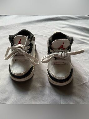 JORDAN 3 RETRO (TD) 3C Summit White/Fire Red Baby Sneaker Shoes